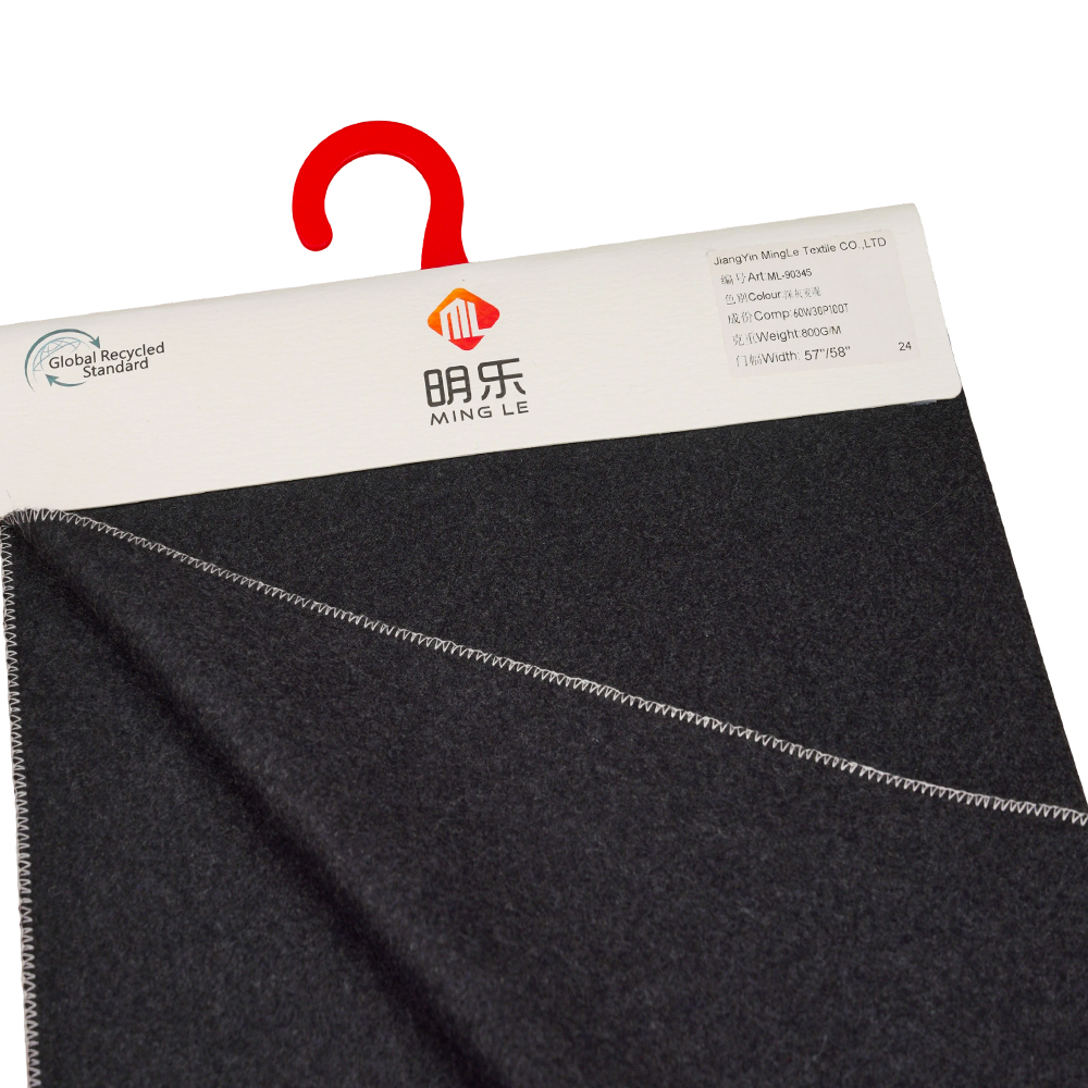 60 % laine, 30 % polyester, 10 % autres fibres, 800 G/M, gris foncé, Melton ML-90345