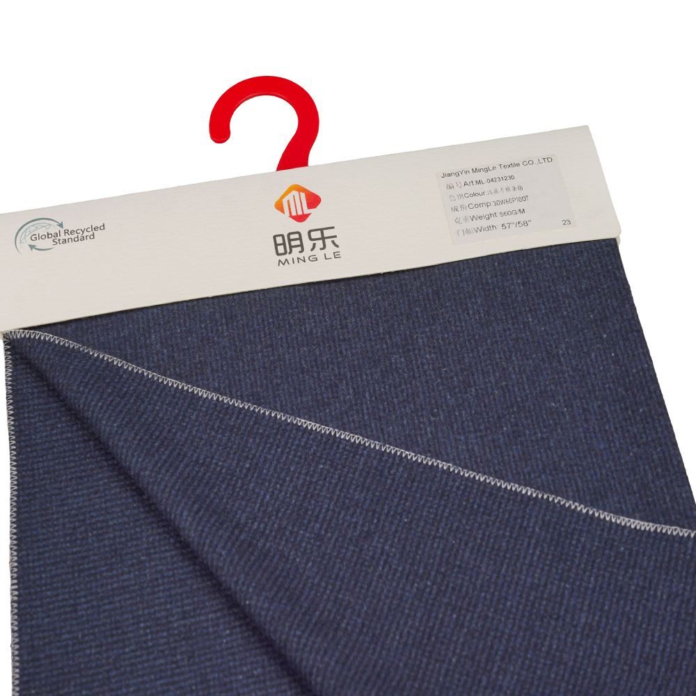 30 % laine, 60 % polyester, 10 % autres fibres, 560 G/M, Benzhiqing + bleu vert, tissu tweed à rayures horizontales, ML-04231230