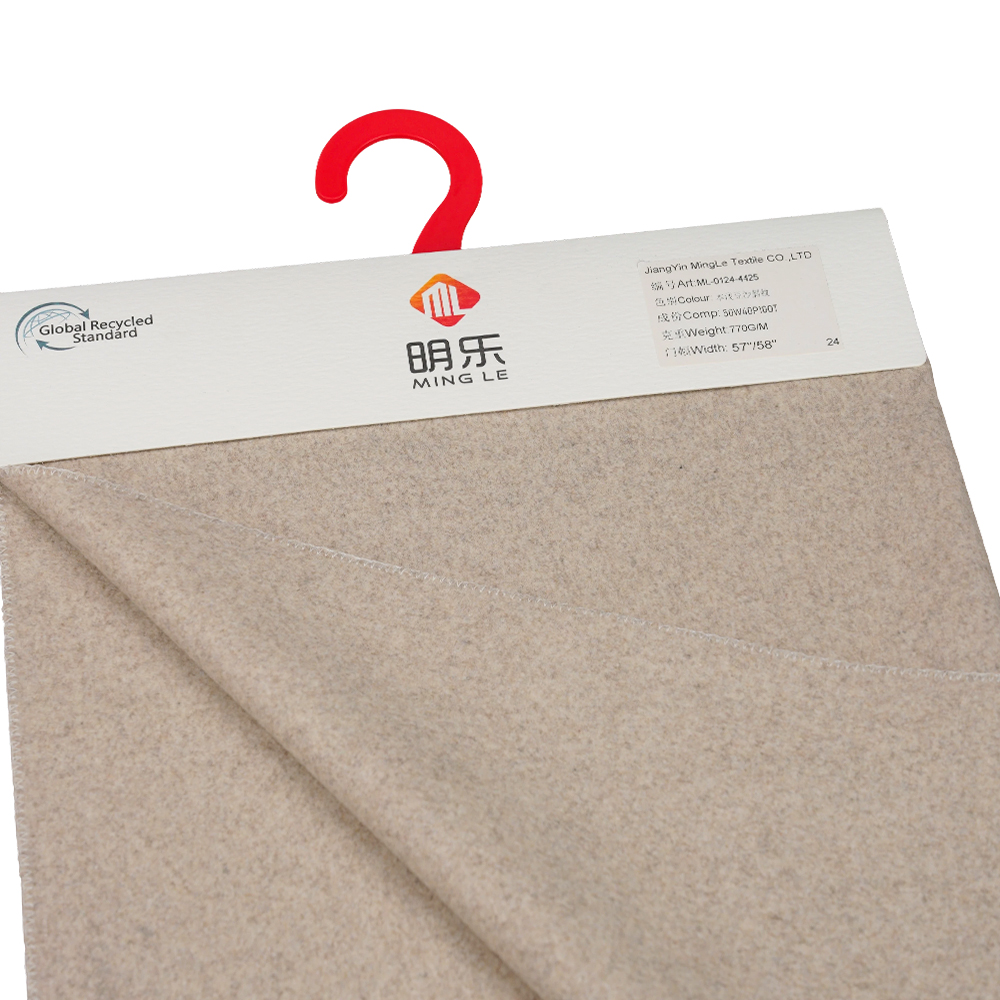 50 % laine, 40 % polyester, 10 % autres fibres, 770 G/M, pâte de haricots légère naturelle, tissu sergé Melton, ML-0124-4425