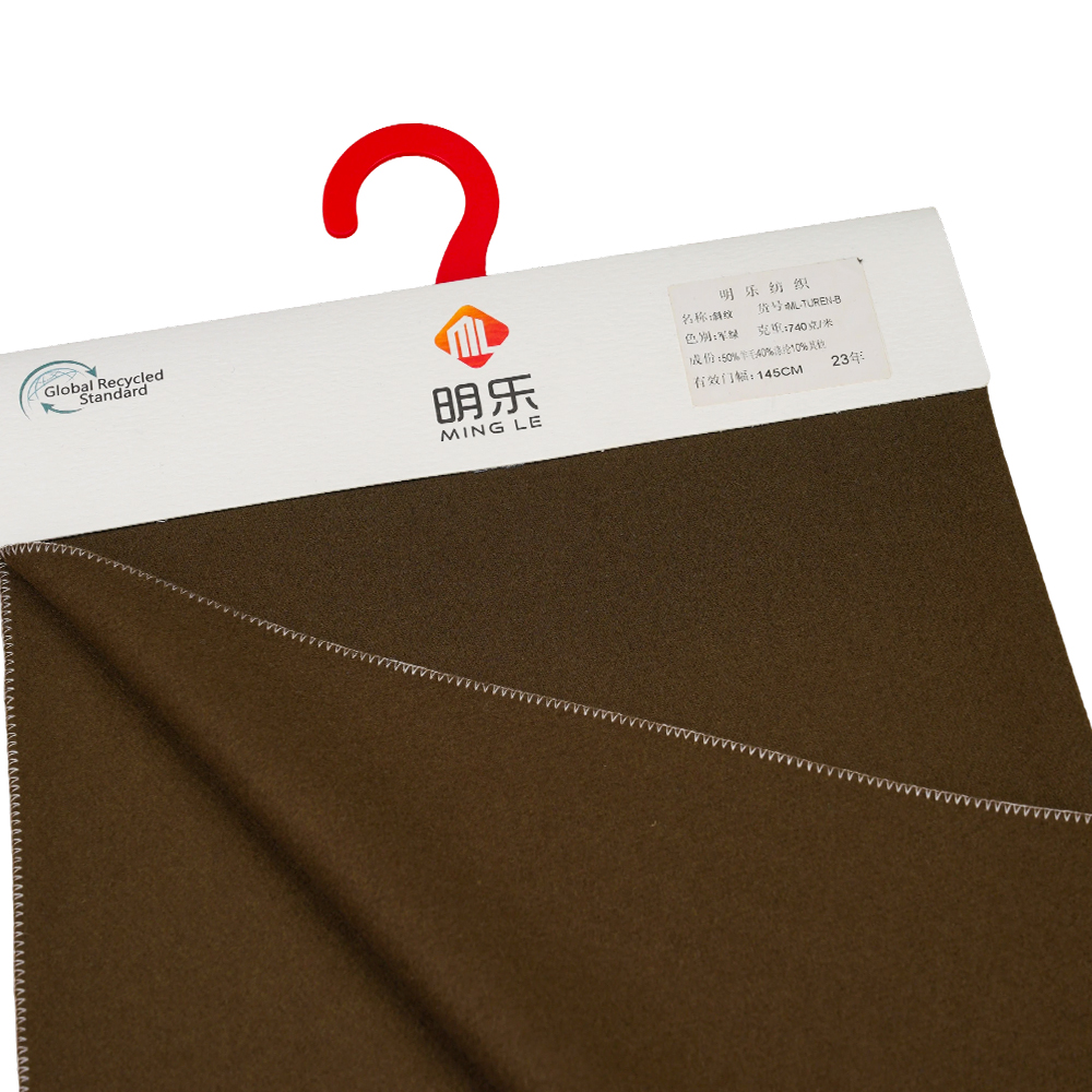 50 % laine, 40 % polyester, 10 % autres fibres, 740 G/M, vert militaire, tissu sergé Melton, ML-TUREN-B