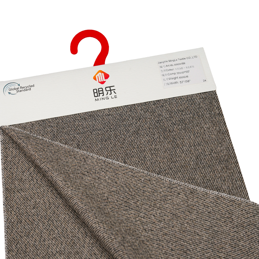 50 % laine, 40 % polyester, 10 % autres fibres, 650 G/M, noir mélangé marron + sergé beige, tissu Melton, ML-S0624-089