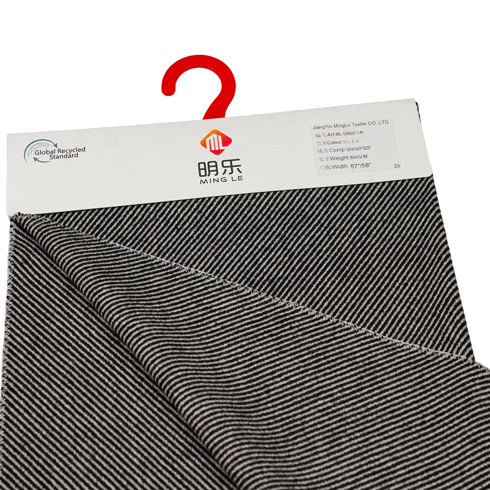 50 % laine, 40 % polyester, 10 % autres fibres, 680 G/M, noir et blanc, tissu sergé Melton, ML-S0622-141