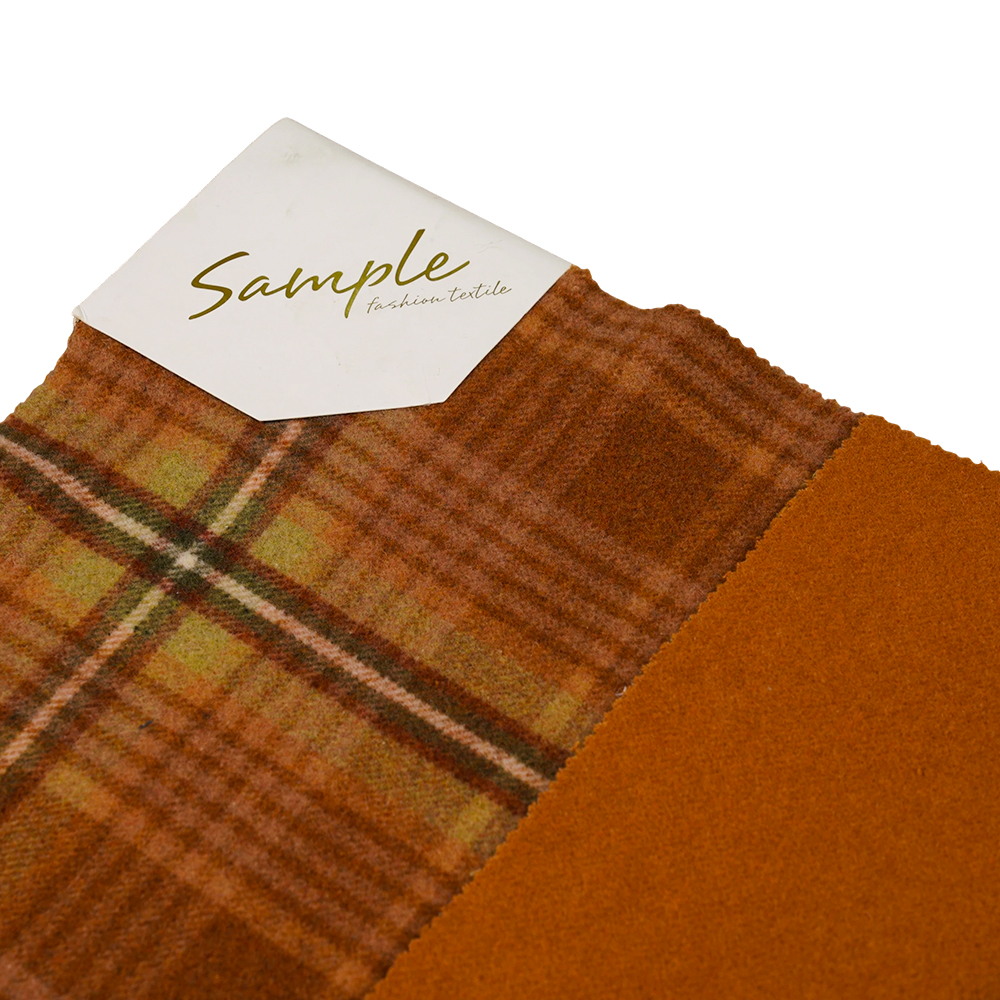 50% laine, 40% polyester, 10% autres fibres, 860G/M, à carreaux marron et jaune, tissu velours, ML-062142104