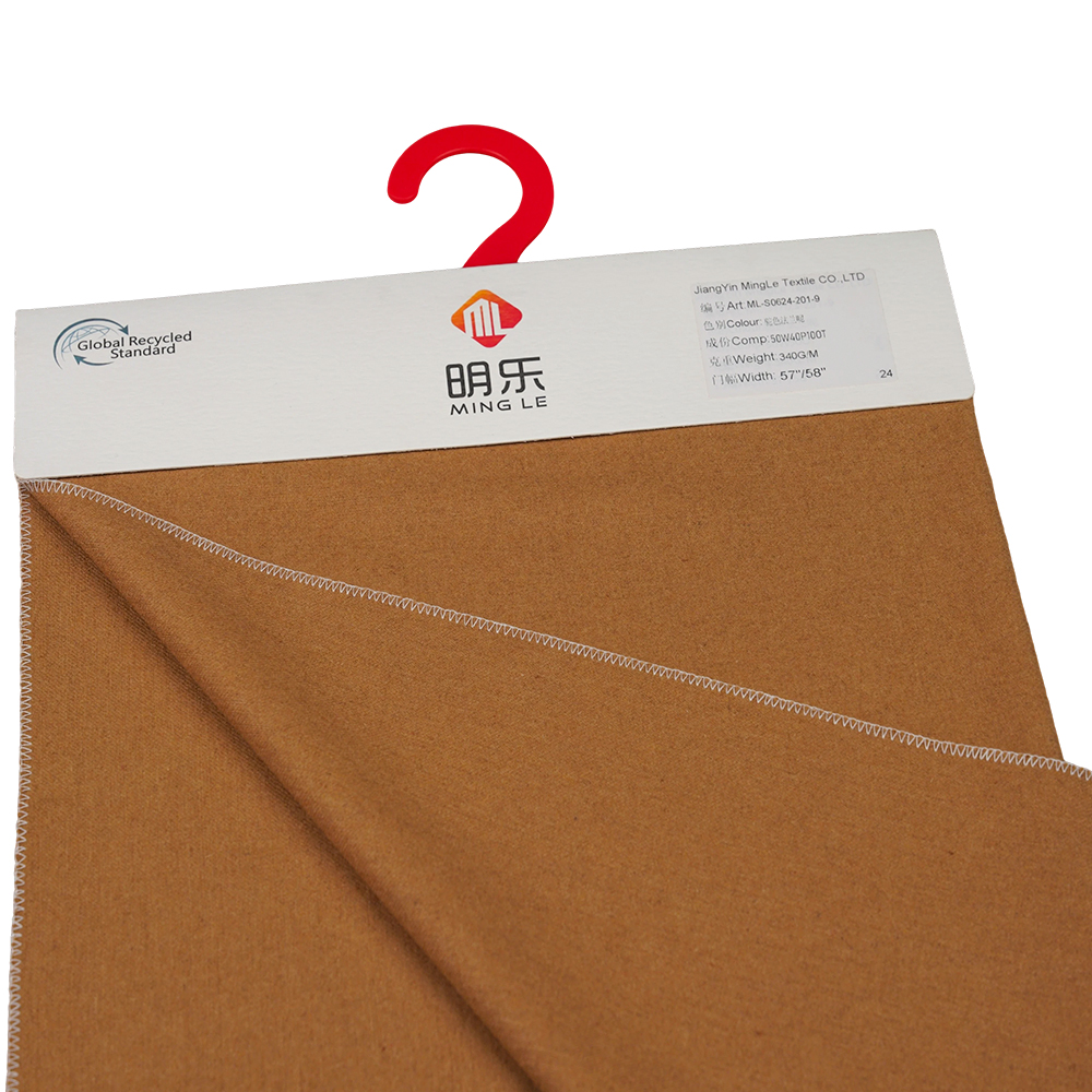 50 % laine, 40 % polyester, 10 % autres fibres, 340 G/M, chameau, tissu flanelle, ML-S0624-201-9