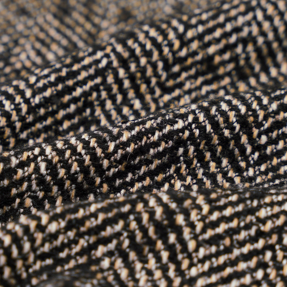 100% autre, 600G/M, noir blanc et marron, fil de tweed fin à chevrons, ML-70230073-6491